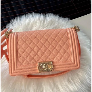 New Chanel boy 10 peach shw holo29 fullset+ใบเสร็จ