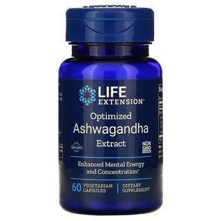 พร้อมส่ง!!! Life Extension, Optimized Ashwagandha Extract, 60 Vegetarian Capsules