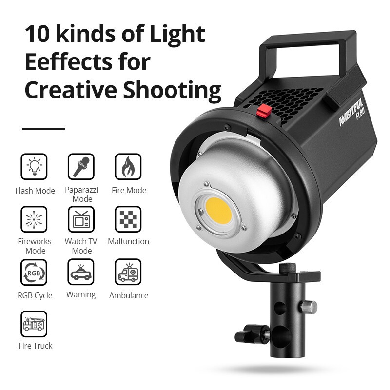 Ambitful FL80 ไฟวิดีโอ LED RGB 80W 10000K สําหรับถ่ายภาพกลางแจ้ง