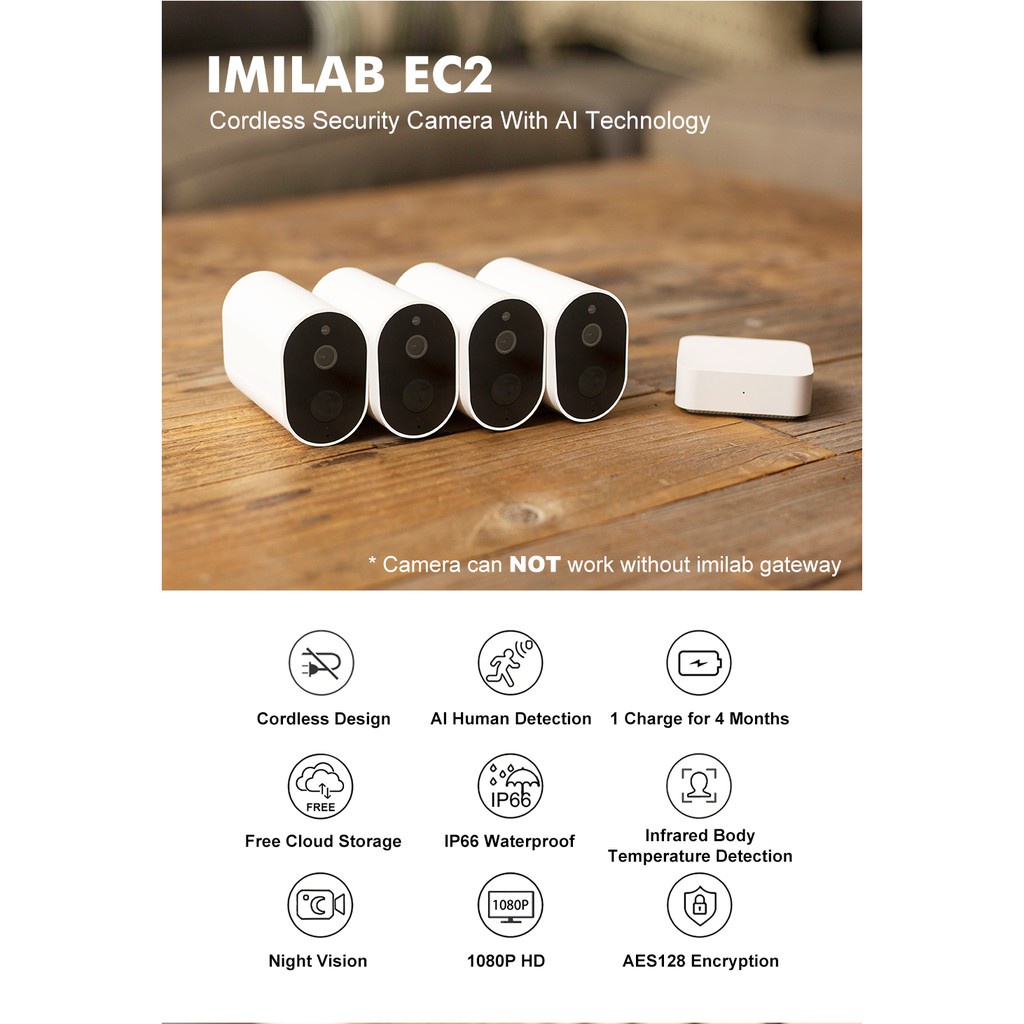 Global Version IMILAB EC2 IP Camera Gateway 1080P AI Humanoid Detection