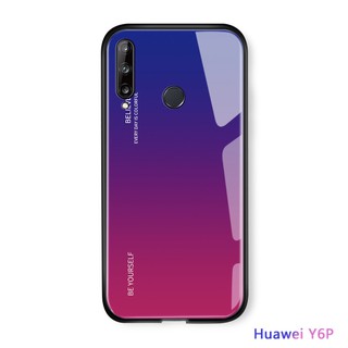 [ส่งจากไทย] Case Huawei Y6P 2020 หัวเว่ย เคสกระจกสองสี เคสกันกระแทก เคส ขอบนิ่ม เคสกระจกไล่สี สินค้าใหม่