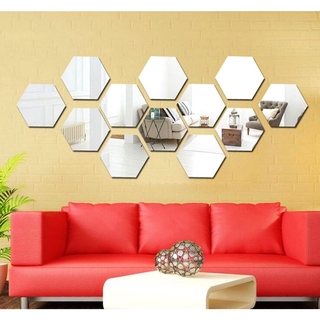 Espelho Acrilico Decorativo Hexagono 12 Pcs 18x15cm GRANDE