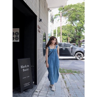 maxi dress ผ้าฝ้ายย้อมครามทอริ้ว