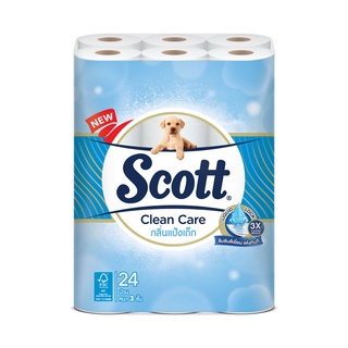 SCOTT สก๊อตต์ คลีนแคร์ กระดาษชำระหนา 3 ชั้น กลิ่นแป้งเด็ก (แพ็ค 24 ม้วน)