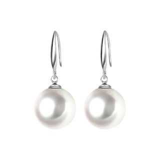 TANITTgems ต่างหูไข่มุกแก้วญี่ปุ่นสีขาวทรงกลมรุ่น TNER079 (White)