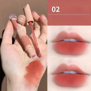 ลิปสติก ลิปกลอส เนื้อแมตต์ แบบนิ่ม สีแดงพีชน่ารัก เครื่องสําอาง สําหรับแต่งหน้า