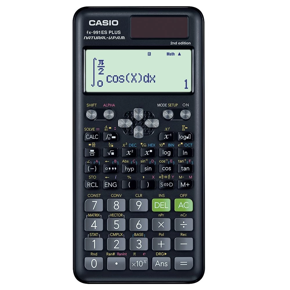 Casio Calculator เครื่องคิดเลข คาสิโอ รุ่น FX-991ESPLUS-2 สำหรับนักเรียน นักศึกษา สมการ 3 ตัวแปร 10+2 หลัก สีดำ