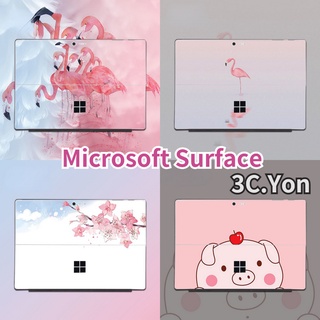 สติกเกอร์ฟลามิงโก้ Microsoft Surface Go 3 Go 2 Surface Pro 8 7 6 5 4 3 2 X RT สีชมพู ยูนิคอร์น ด้านหลัง แท็บเล็ต ผิวหนัง พร้อมฟิล์ม 4 ขอบ เท่ ป้องกันรอยขีดข่วน ป้องกันลายนิ้วมือ HD Pri