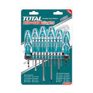 Total ไขควงชุด (แบน+แฉก+หัวทอร์ค) 18 ตัวชุด 1.1/2 - 6 นิ้ว รุ่น THT250618 ( Screwdriver Set )
