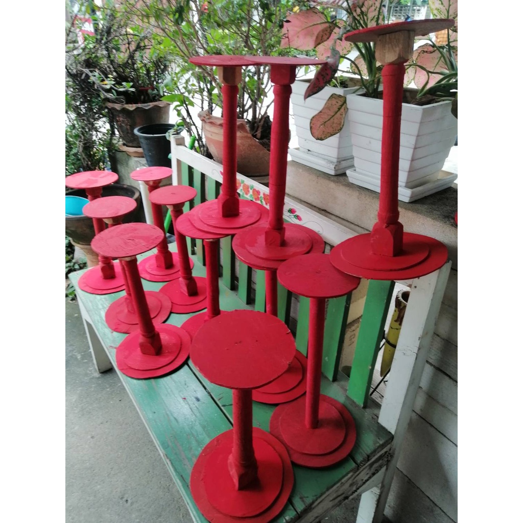 ขาตั้ง ฐานวางเศียร ฐานวางหัวโขน ขาไม้อัด ขนาด 12 นิ้ว สำหรับวางหัวโขน เศียรครู เศียรเทพ ขนาดครอบ