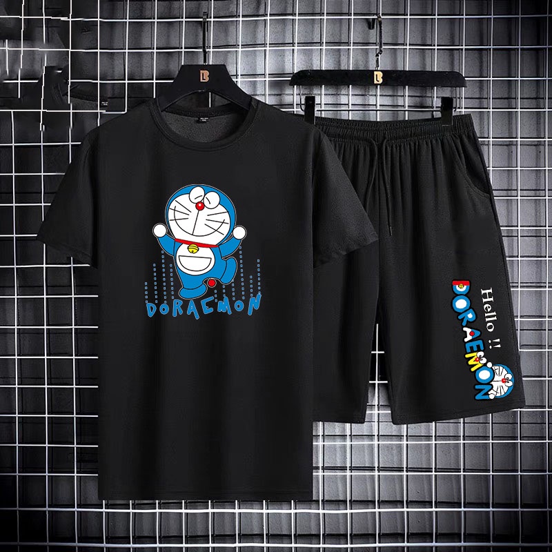 ชุดเซ็ทแฟชั่นเสื้อยืดแขนสั้นสกรีนลาย+กางเกงขาสั้นกางเกงขาสั้นลำลอง กางเกงกีฬา ใส่ได้ทั้งหญิงและชายT318-DK319