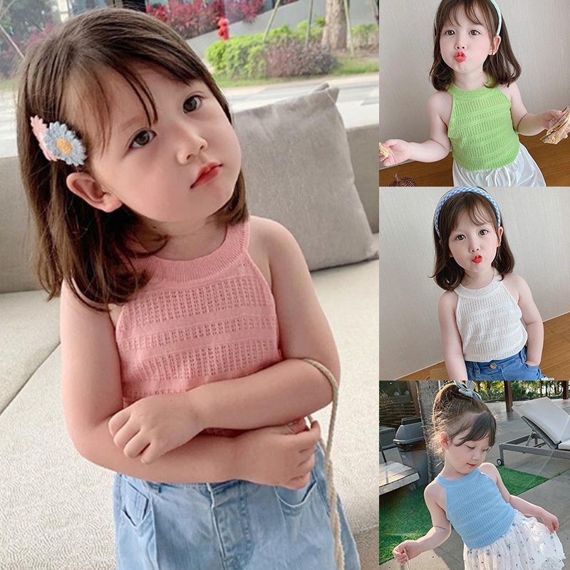 เสื้อสายเดี่ยว สไตล์ต่างประเทศ สําหรับเด็กผู้หญิง