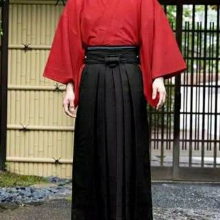 [QTakasi] ชุดคอสเพลย์ YUKATA Hakama Red Black JAPAN DRILL KIMONO