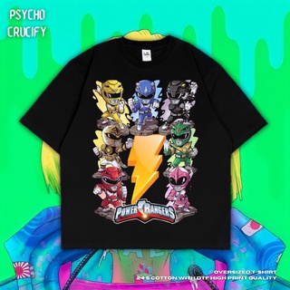 เสื้อยืด ขนาดใหญ่ พิมพ์ลาย Psycho Crucify Power Rangers | สีดํา | สีเทาเข้ม | เสื้อเชิ้ต Power Rangers | เสื้อยืด ลายการ