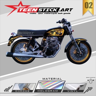 Striping CB 100 - สติกเกอร์โครเมี่ยมไวนิล UV ใส HONDA CB 100 Newest 002