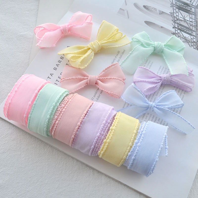 ใหม่ โบว์ผ้าลูกไม้ แฮนด์เมด 2.5 ซม. 1 เมตร สําหรับทํากิ๊บติดผม DIY