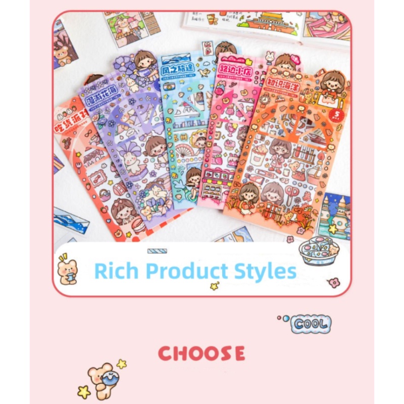สติ๊กเกอร์วัสดุตกแต่ง ลายการ์ตูนน่ารัก สีสันสดใส หลากหลายสไตล์ให้เลือก