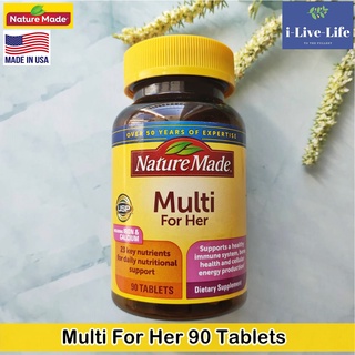 วิตามินรวม สำหรับผู้หญิง Multi For Her 90 Tablets - Nature Made Including Iron &amp; Calcium