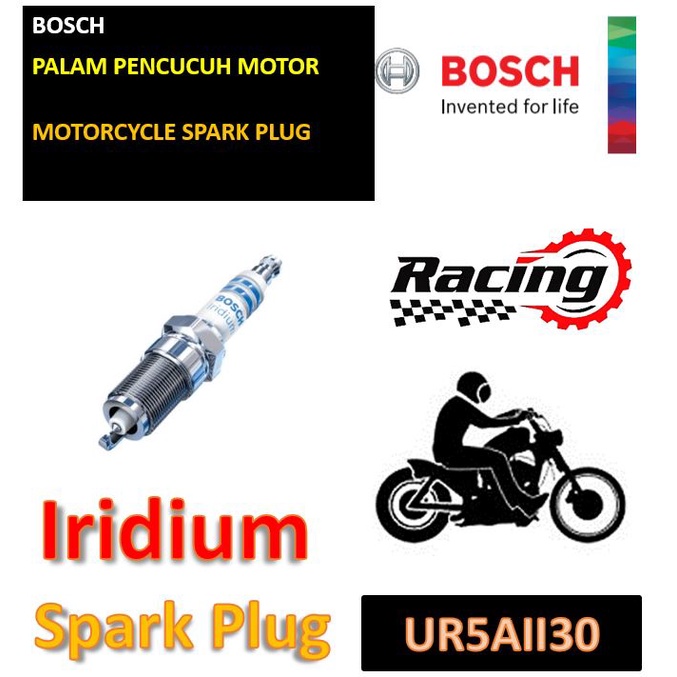 SPARK PLUG/PALAM PENCUCUH BOSCH UR5AII30(CR6HIX)(IUF22)(U5AC)(C6HSA)(U20FS-U)NGKIRIDIUM DENSO RACING