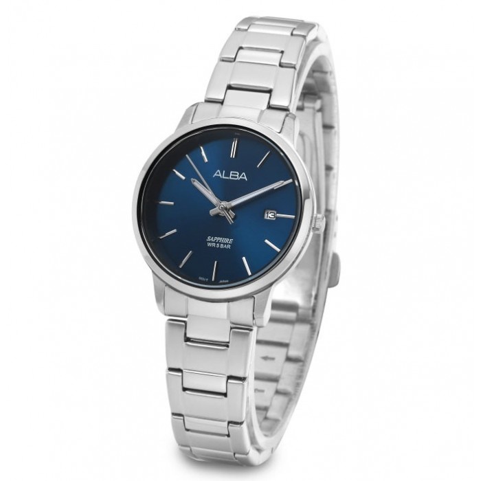 ALBA Sapphire Crystal นาฬิกาข้อมือผู้หญิง สายสแตนเลส รุ่น  AH7R57X1 / AH7R57X [หน้าน้ำเงิน]