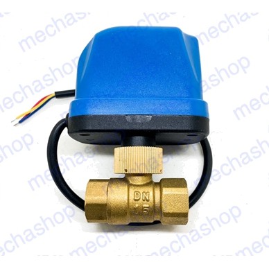 มอเตอร์วาล์วไฟฟ้า CWX-50P ทองเหลือง DN15 (1/2")  AC220V ควบคุมเปิด/ปิด Electric motorized ball valve