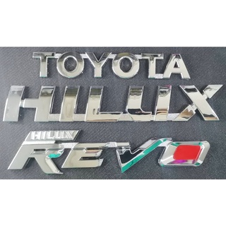 logo TOYOTA + HILUX + HILUX REVO ชุปโครเมี่ยม โลโก้ โตโยต้า TOYOTA Chrome 3 ชิ้น โลโก้ชุปอย่างดี เกรดห้าง