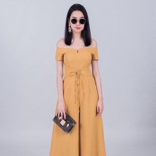 Strapless long Yellow Jumpsuit