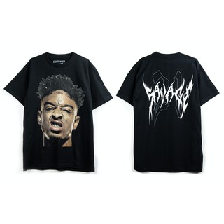 เสื้อยืดผ้าฝ้าย QWT21 SAVAGE BLACK ดำ bootleg