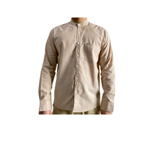 คอจีน/แขนยาว (สีอ่อน) 2XL/3XL/4XL ผ้า OXFORD - เสื้อเชิ้ตผู้ชาย ไซส์ใหญ่ คนอ้วน Short Sleeve Mandarin Collar Shirt