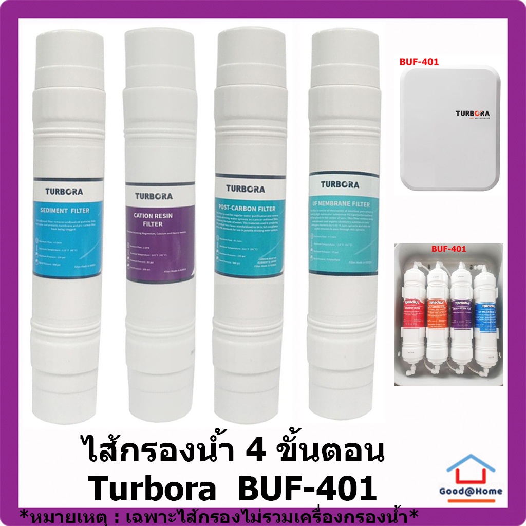 ***ชุดรวม ไส้กรอง Turbora สำหรับเครื่องกรองน้ำดื่ม Turbora BUF-401 Water Filter Water Purifier ไส้กร