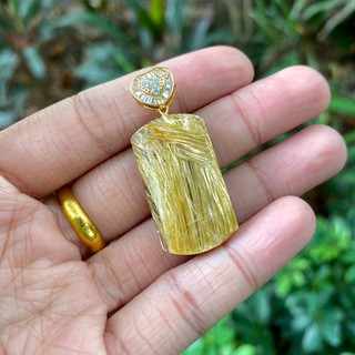 จี้ไหมทอง☀เนื้อใสเกรดพรี่เมี่ยมแท้100%(Golden Rutile Quartz)📌💯