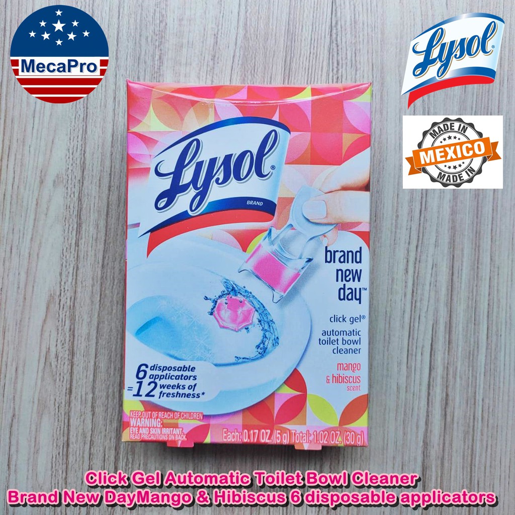 Click Gel Automatic Toilet Bowl Cleaner Brand New Day Mango & Hibiscus 6 disposable applicators - Lysol