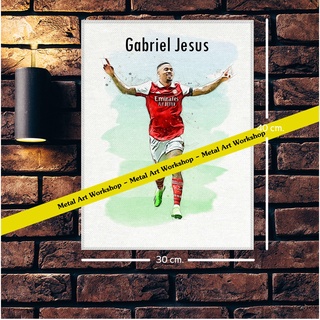 โปสเตอร์ ผ้าแคนวาส Arsenal Gabriel Jesus แนวภาพวาดศิลปะนักบอลสวยๆ