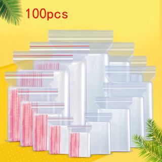 กระเป๋าเก็บของพลาสติกแบบมีซิป 100 ชิ้น