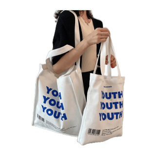 โปรโมชั่น : ใช้โค้ด BH88BAGS ลดเพิ่ม กระเป๋าผ้ามินิมอล Youth Youth Youth ผ้าหนา สีขาว มีสองขนาด