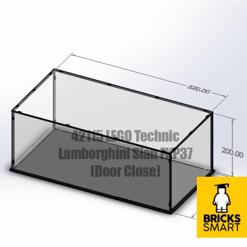 เคสอะคริลิคพร้อมฐานสีดําสําหรับ 42115 LEGO Technic Lamborghini Sian FKP37 (ปิดประตู)