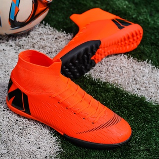 COD!!!  36-45 high top soccer shoes pvc football boots รองเท้าฟุตบอล