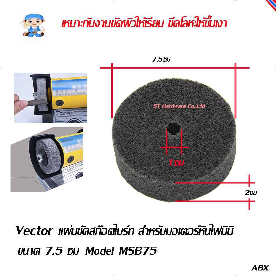 ST Hardware จานขัด แผ่นขัด สก๊อตไบร์ท ขนาด 3" ใช้สำหรับมอเตอร์หินไฟมินิ  Model MSB75