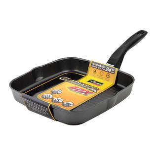 🔥HOT🔥 ซีกัล กระทะย่างสี่เหลี่ยม กลาดิเอเตอร์ โฟร์ดีเอ็กซ์ 24 ซม. Seagull Gladiator 4DX Square Grill Pan 24 cm