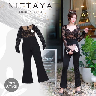 NITTAYA  จั้มสูทยาวผ้ายืด ท่อนบนเป็นผ้าลูกไม้ งานคุณภาพที่ไม่เคยทำให้คุณผิดหวัง