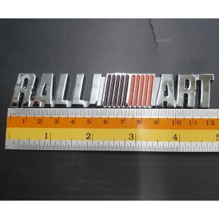 Logo Rallart ของรถ Missubishi งานเหล็ก 13x2.5cm โครเมียม/ดำ