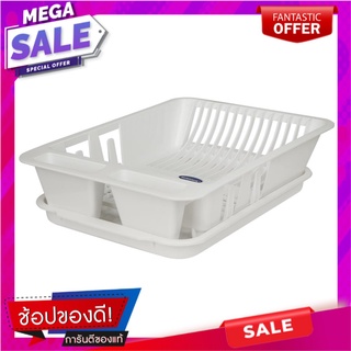 ที่คว่ำจานพลาสติก MICRON 5506W สีขาว ชั้นวางของในครัว PLASTIC DISH DRAINER MICRON 5506W WHITE