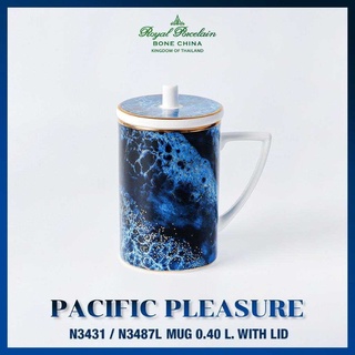 แก้วมัค 0.40 ลิตร พร้อมฝาปิด ลวดลาย PACIFIC PLEASURE แบรนด์รอยัล ปอร์ซเลน เซรามิค ROYAL PORCELAIN