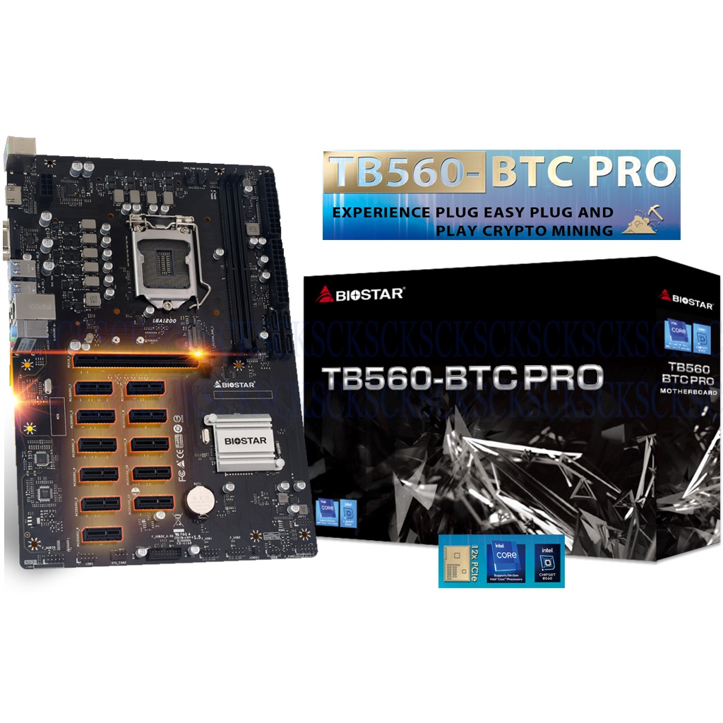 ALL NEW Mainboard Biostar TB560-BTC PRO MINING Motherboard 12GPU Intel B560 Gen 10,11 # ใหม่กว่า TB 