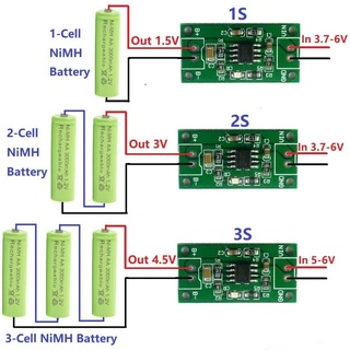 โมดูลชาร์จอัจฉริยะ 1S 2S 3S CELLS 1A NiMH แรงดันไฟฟ้า 1.5V 3V 4.5V 5V อินพุต 3.7V-6V 5V 4.2V