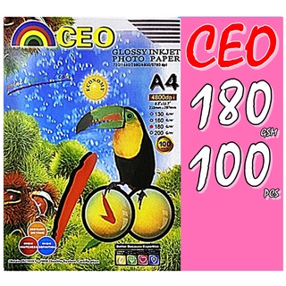 กระดาษโฟโต้ 180 แกรม CEO Photo Inkjet Glossy A4 (100 แผ่น) มันวาว กันน้ำ CEO Glossy Photo Paper A4 Waterproof 180gsm