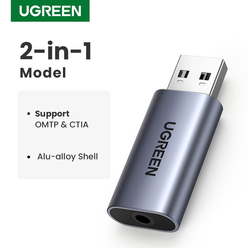 Ugreen External Sound Card USB Audio Interface to Earphone 3.5mm Jack Audio Adapter