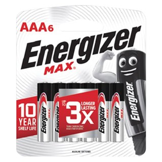 ว๊าว🍟 เอเนอไจเซอร์ แม็กซ์ ถ่าน ขนาด AAA แพ็ค 6 ก้อน ENERGIZER Max Alkaline Batteries AAA Pack 6