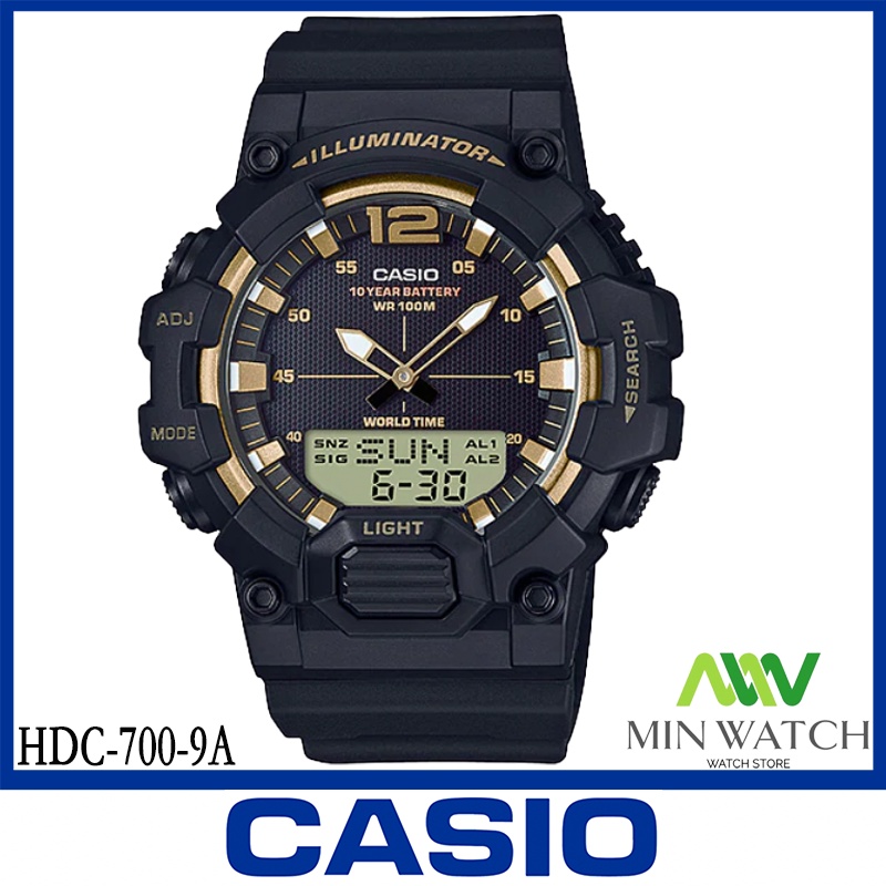นาฬิกา รุ่น Casio นาฬิกาข้อมือ  Standard Men Analog-Digital สายเรซิ่น HDC-700 ใหม่ ประกัน1 ปี