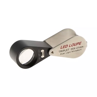 ทดสอบก่อนส่ง แว่นขยาย 20x ใช้ส่องพระ มีไฟล้อมรอบเลนส์ Led UV Loupe magnifiers